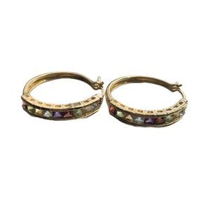 TECHNIBOND 925 STERLING SILVER GOLD PLATED HOOP EARRINGS